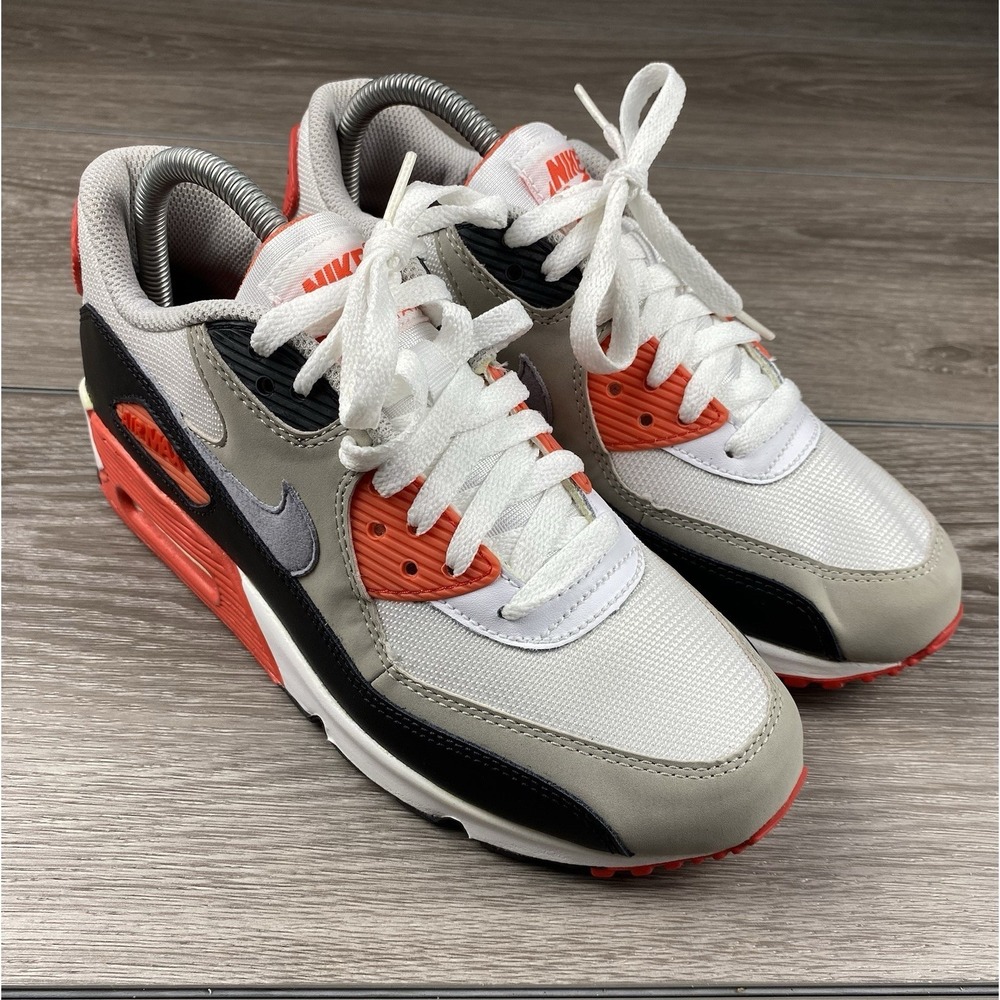 Nike Air Max 90 Infrared White Grey Womens 8 Youth‎ 6.5Y 307793-110